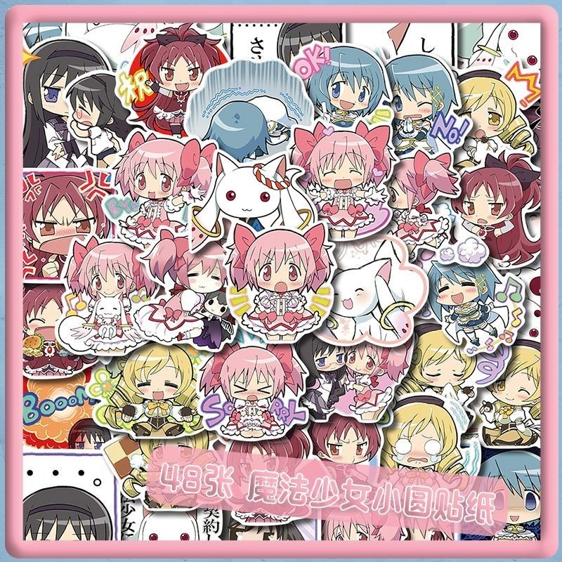 Memo Pad Sticky - 48 ชิ้นการ์ตูนปูเอลลามาจิก้า มาโดกะ มาจิก้าสติกเกอร์-คุณภาพสูงโน้ตบุ๊คน่ารัก DIY สติกเกอร์ตกแต่งของขวัญ