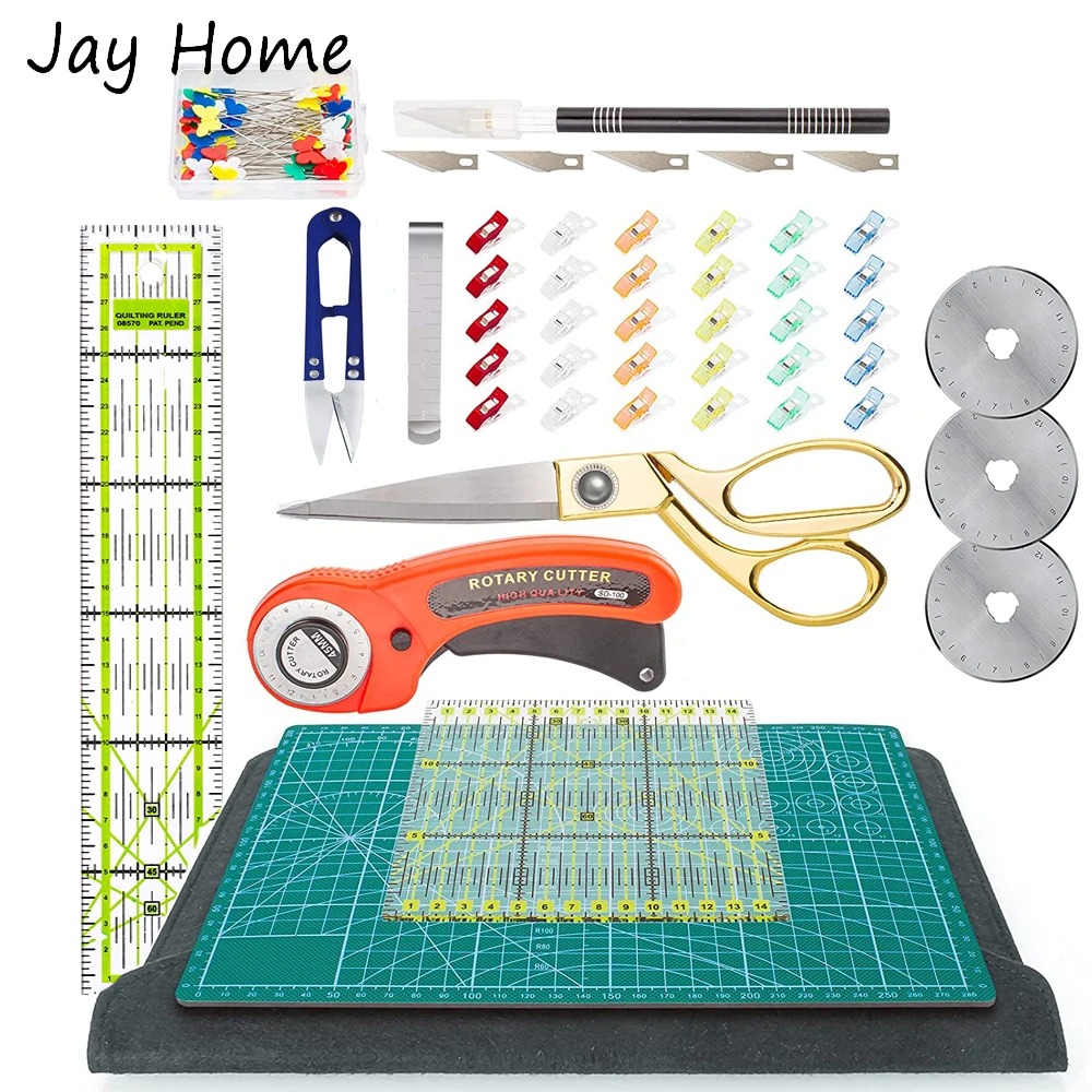 Scissors Stainless Craft - 42PCS เครื่องตัดโรตารี่ชุด45มม.ผ้าตัดชุดตัดกรรไกร & Patchwork ไม้บรรทัด &