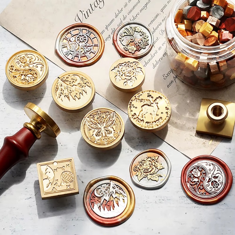 Wax Seal Stamp Kit - ชุดตราประทับขี้ผึ้ง 9 ชิ้น + ด้ามจับ 1