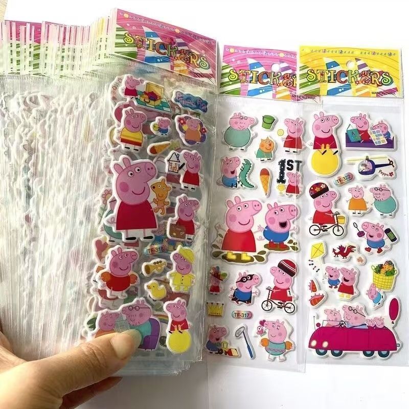 Memo Pad Sticky - สติกเกอร์การ์ตูนเป๊ปป้าพิก สติกเกอร์ติดสมุดโน้ต สติกเกอร์ 3D สำหรับเด็กชายและเด็กหญิง สติกเกอร์รางวัลสำหรับเด็กอนุบาล