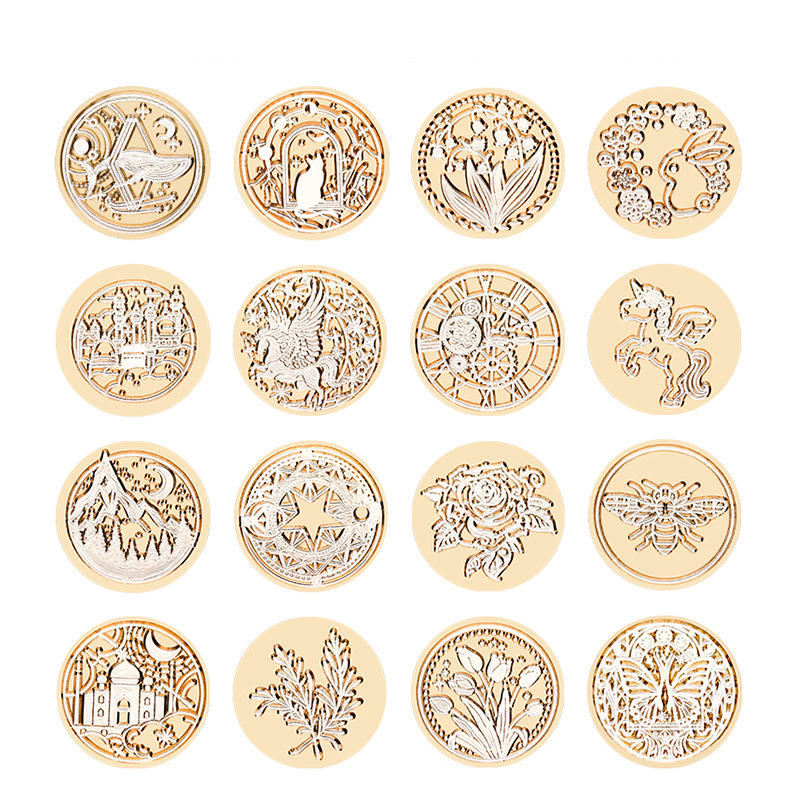 Wax Seal Stamp Kit - ตราประทับลายดอกบัวสตาร์สกาย โรส แพทเทิร์น วินเทจ พร้อมหัวเปลี่ยนลายดอกไม้ ใบไม้