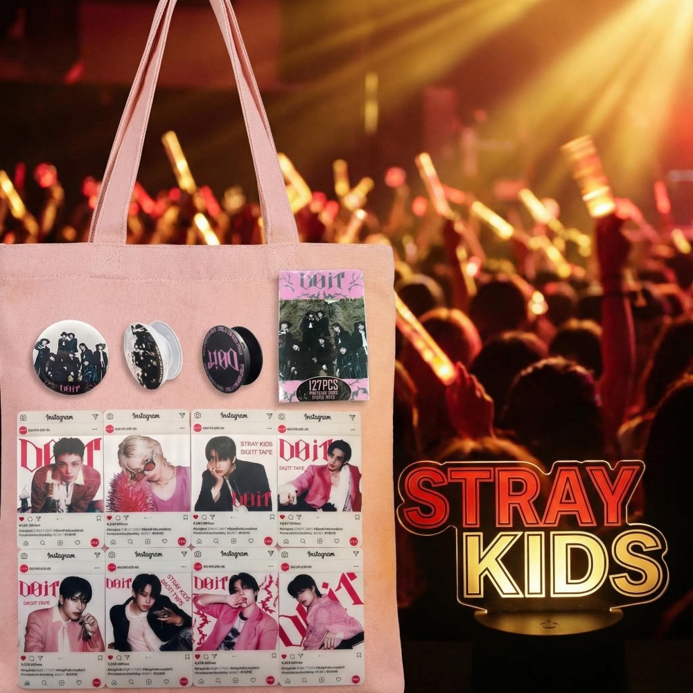 Memo Pad Sticky - ชุดอุปกรณ์ตกแต่งธีม Kpop Stray SKZ ประกอบด้วย โฟโต้การ์ด